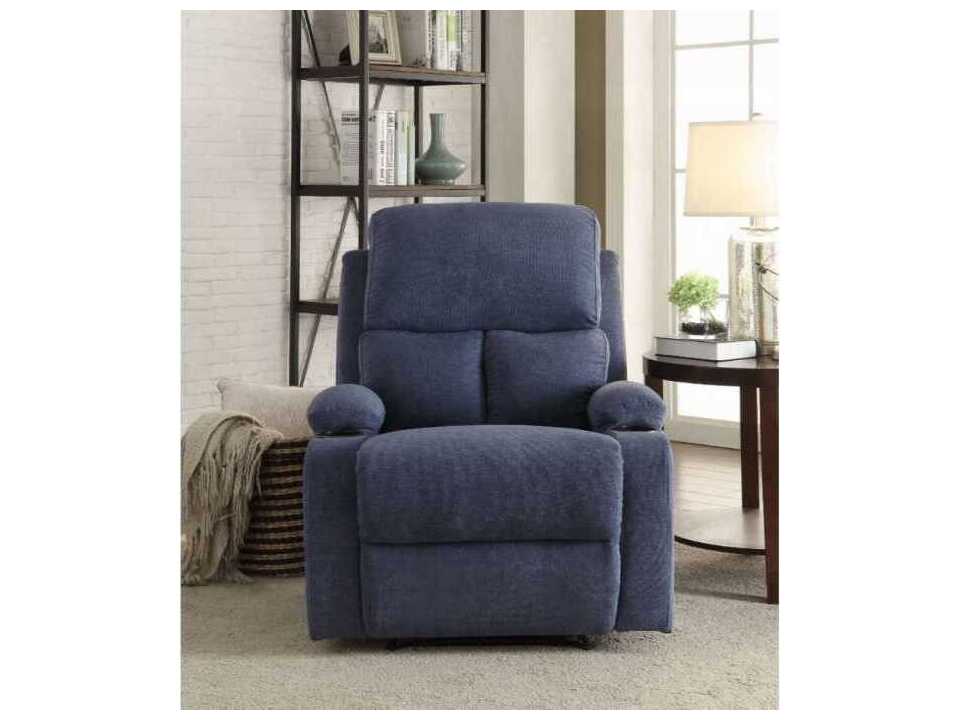 Acme Furniture Rosia Blue Velvet Upholstered Recliner