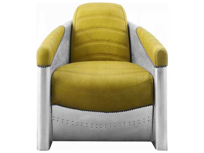 Acme Furniture Brancaster Yellow Leather Accent Chair