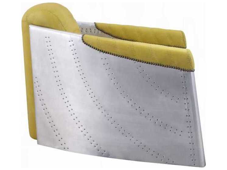 Acme Furniture Brancaster Yellow Leather Accent Chair