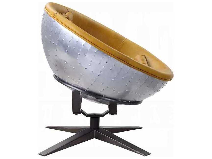 Acme Furniture Brancaster Revolving Yellow Leather Accent Chair