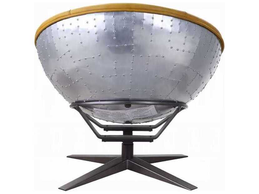 Acme Furniture Brancaster Revolving Yellow Leather Accent Chair