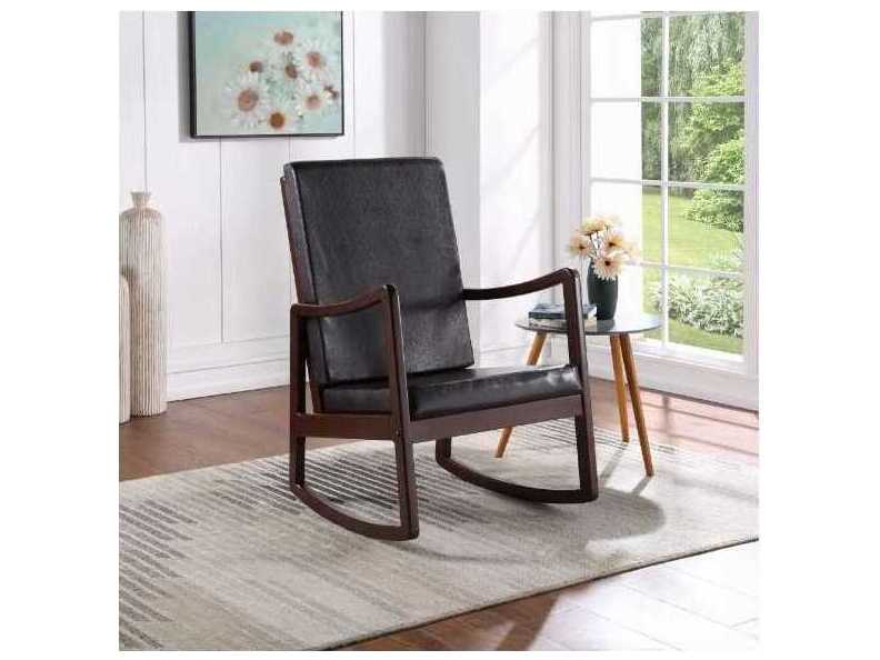 Acme Furniture Rocker Brown Faux Leather Rocking Chair