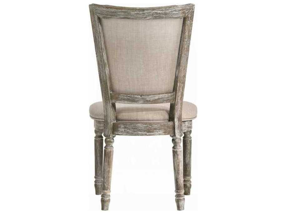 Acme Furniture Gabrian Rubberwood Gray Upholstered Armless Dining Chair Set of 2