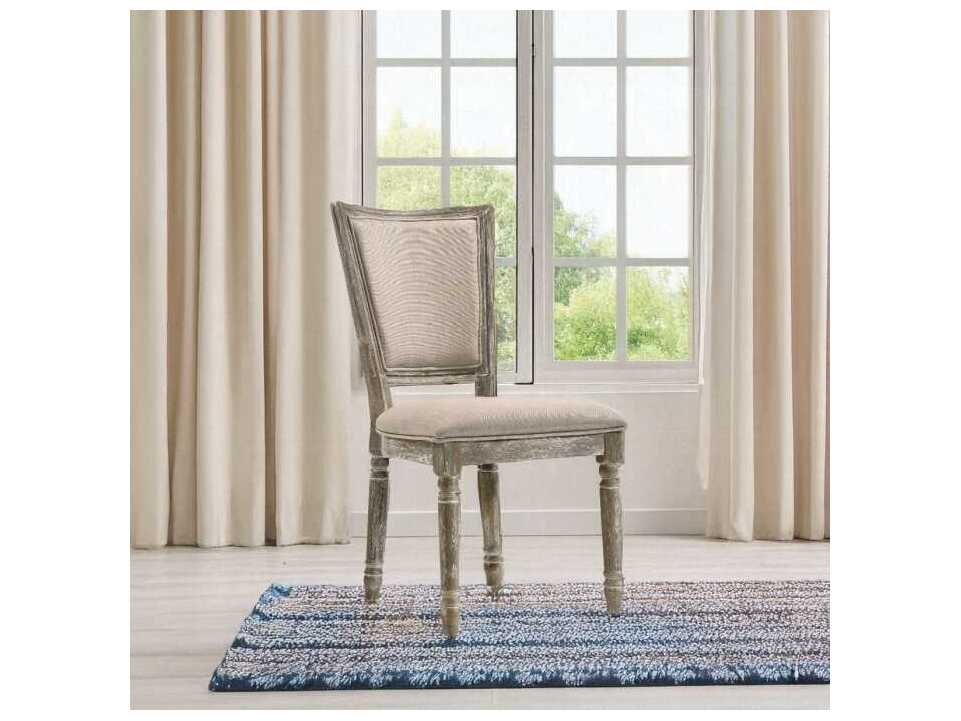 Acme Furniture Gabrian Rubberwood Gray Upholstered Armless Dining Chair Set of 2