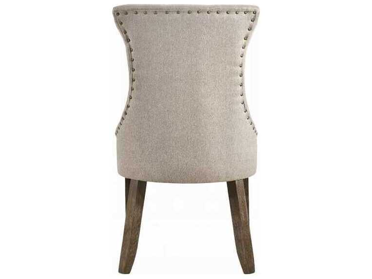 Acme Furniture Gabrian Rubberwood Beige Upholstered Armless Dining Chair Set of 2