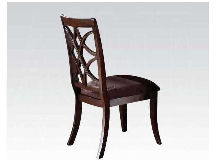 Acme Furniture Keenan Poplar Wood Brown Microfiber Upholstered Armless Dining Chair Set of 2