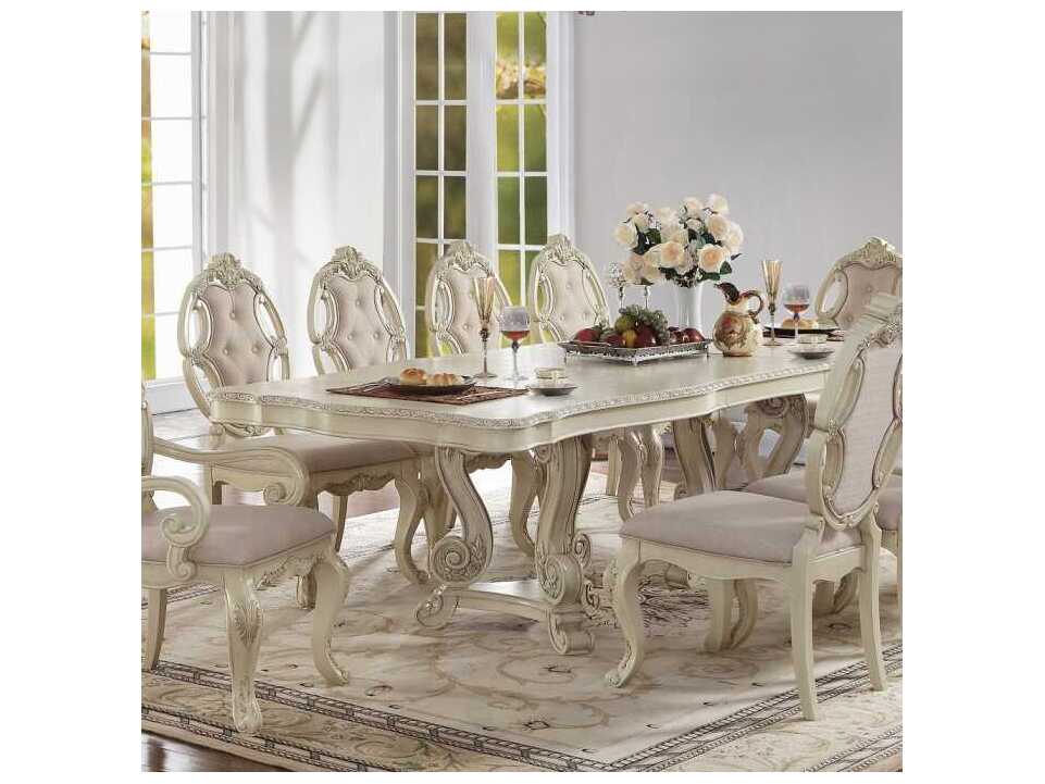 Acme Furniture Ragenardus Rectangular Wood Antique White Dining Table