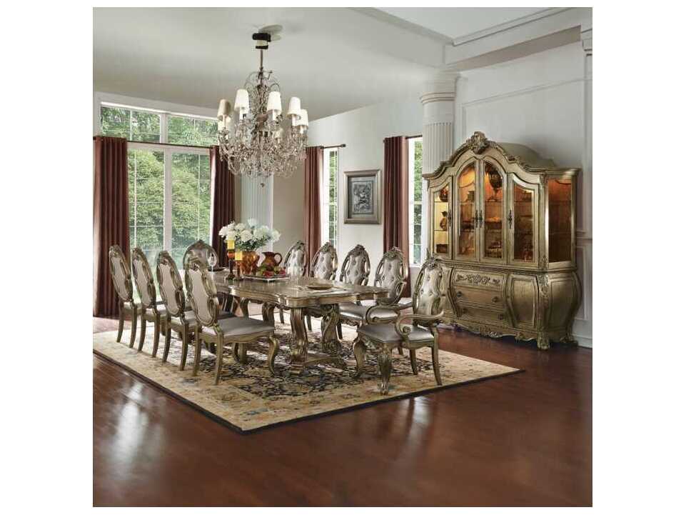 Acme Furniture Ragenardus Pine Wood Brown Faux Leather Armless Dining Chair Set of 2