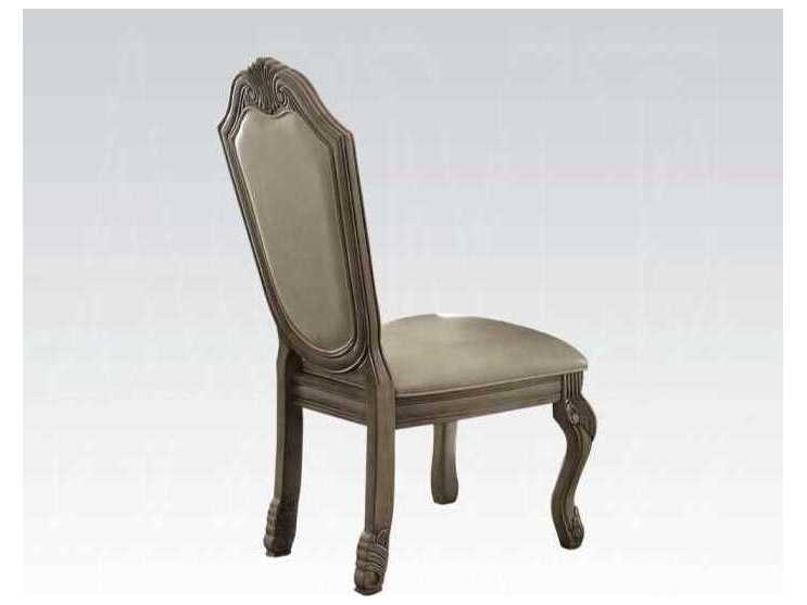 Acme Furniture Chateau De Ville Beige Faux Leather Armless Dining Chair Set of 2