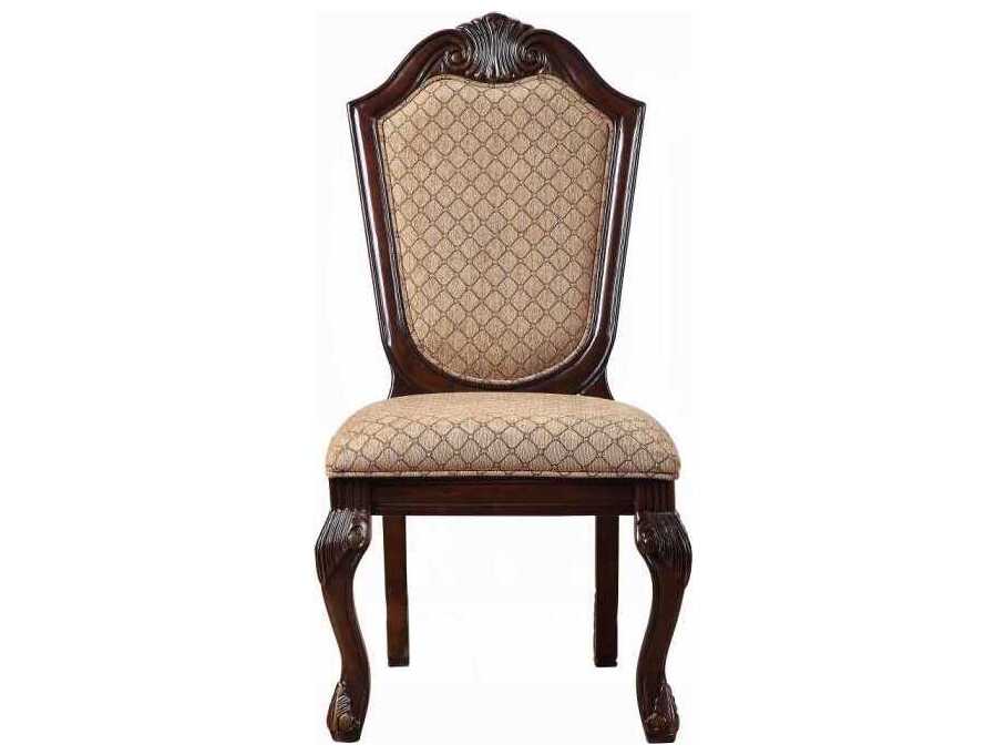 Acme Furniture Chateau De Ville Brown Upholstered Armless Dining Chair Set of 2