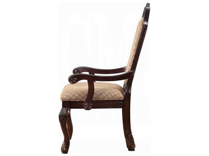 Acme Furniture Chateau De Ville Brown Upholstered Arm Dining Chair Set of 2