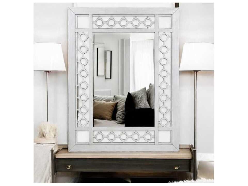 Acme Furniture Varian Mirrored Antique Platinum Rectangular Wall Mirror