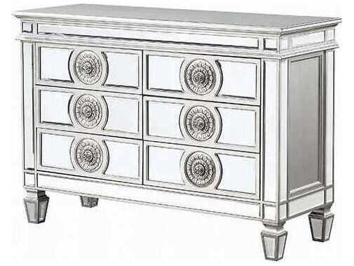 Acme Furniture Varian 49" Poplar Wood Mirrored Antique Platinum Sideboard