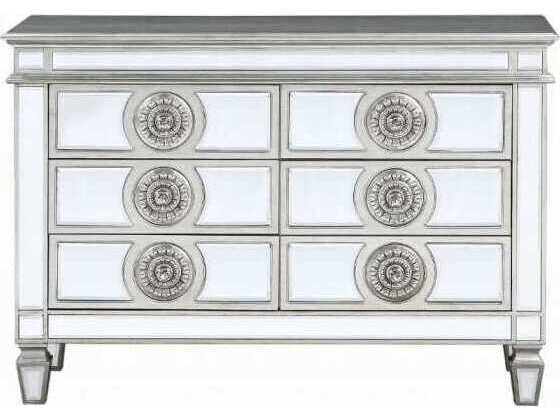 Acme Furniture Varian 49" Poplar Wood Mirrored Antique Platinum Sideboard