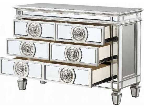 Acme Furniture Varian 49" Poplar Wood Mirrored Antique Platinum Sideboard