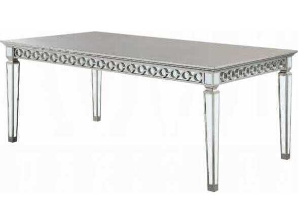 Acme Furniture Varian Rectangular Mirrored Antique Platinum Dining Table