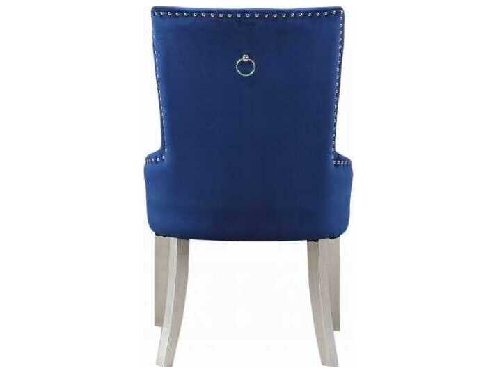 Acme Furniture Varian Poplar Wood Blue Upholstered Armless Dining Chair