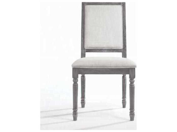 Acme Furniture Leventis Rubberwood Gray Upholstered Armless Dining Chair Set of 2