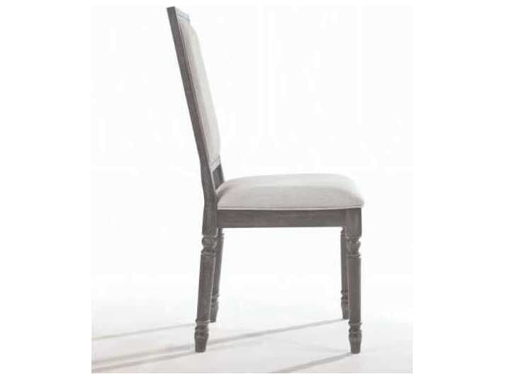 Acme Furniture Leventis Rubberwood Gray Upholstered Armless Dining Chair Set of 2
