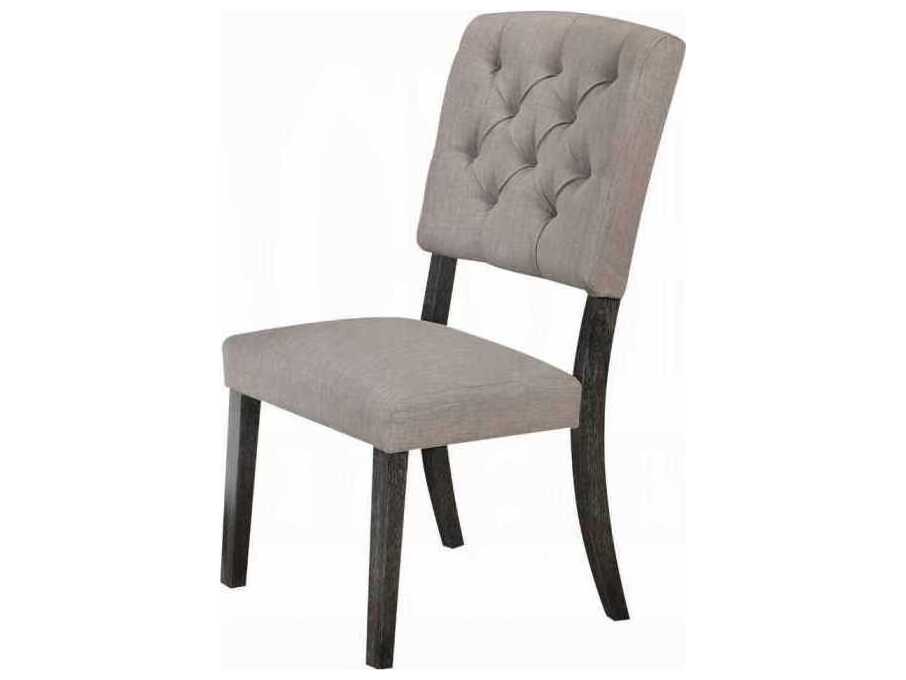 Acme Furniture Bernard Rubberwood Gray Upholstered Armless Dining Chair Set of 2