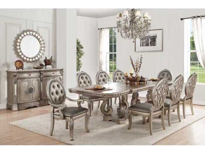Acme Furniture Northville Rectangular Wood Antique Silver Dining Table