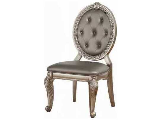 Acme Furniture Northville Rubberwood Silver Faux Leather Armless Dining Chair Set of 2