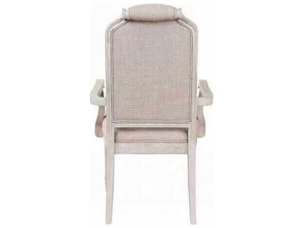 Acme Furniture Wynsor Rubberwood Champagne Upholstered Arm Dining Chair Set of 2