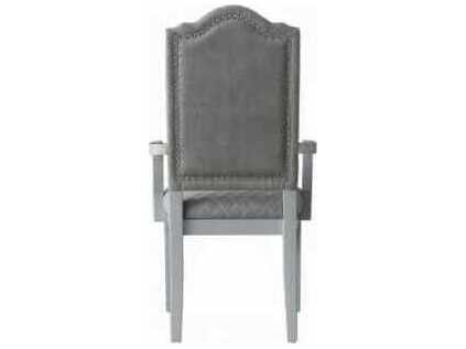Acme Furniture House Marchese Rubberwood Gray Upholstered Arm Dining Chair Set of 2