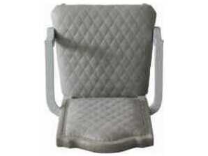 Acme Furniture House Marchese Rubberwood Gray Upholstered Arm Dining Chair Set of 2