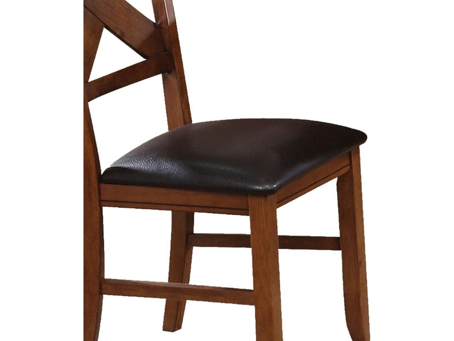 Acme Furniture Apollo Rubberwood Brown Faux Leather Armless Dining Chair Set of 2