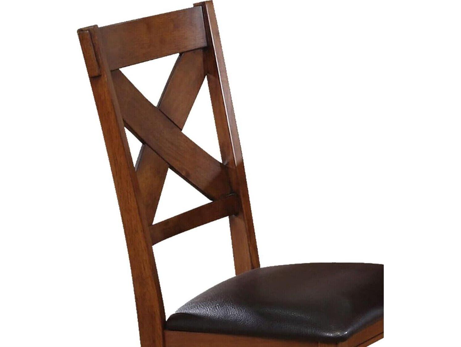 Acme Furniture Apollo Rubberwood Brown Faux Leather Armless Dining Chair Set of 2