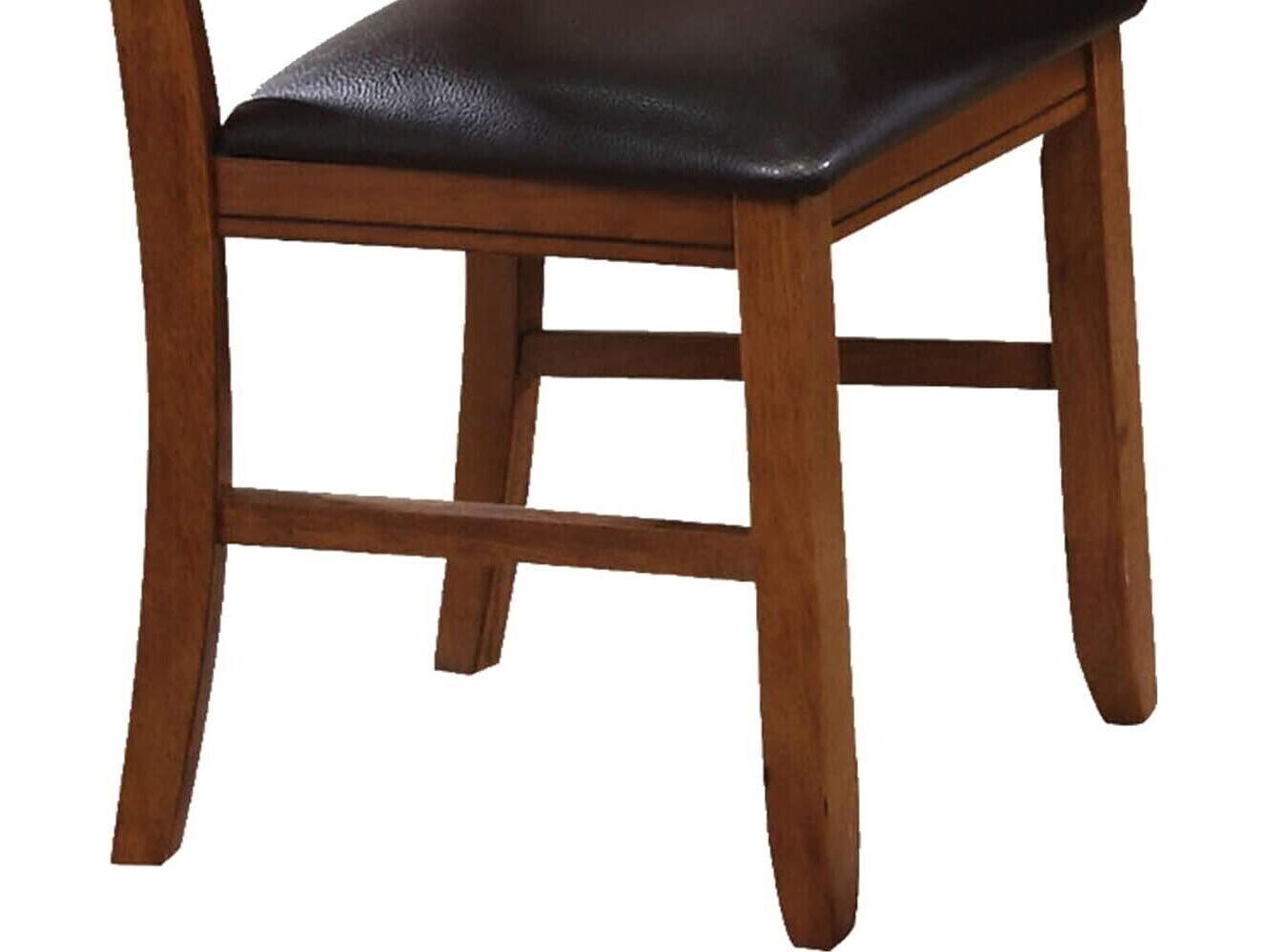 Acme Furniture Apollo Rubberwood Brown Faux Leather Armless Dining Chair Set of 2