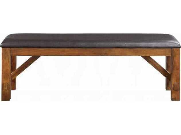 Acme Furniture Espresso Synthetic Leather Walnut Brown Faux Accent Bench