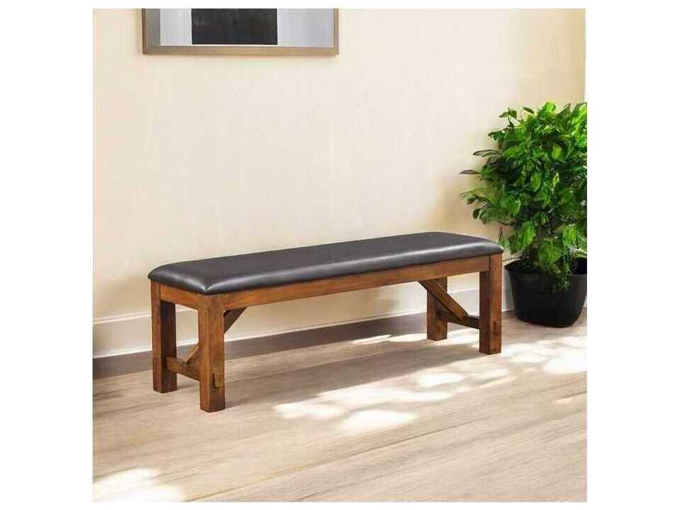 Acme Furniture Espresso Synthetic Leather Walnut Brown Faux Accent Bench