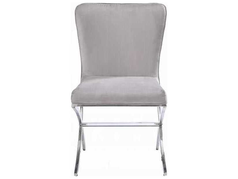 Acme Furniture Gray Velvet Upholstered Armless Dining Chair Set of 2