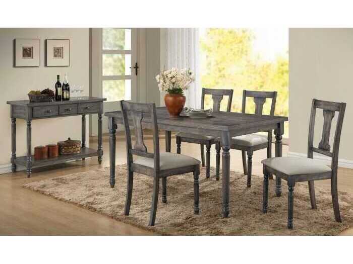 Acme Furniture Wallace Rectangular Wood Weathered Gray Dining Table