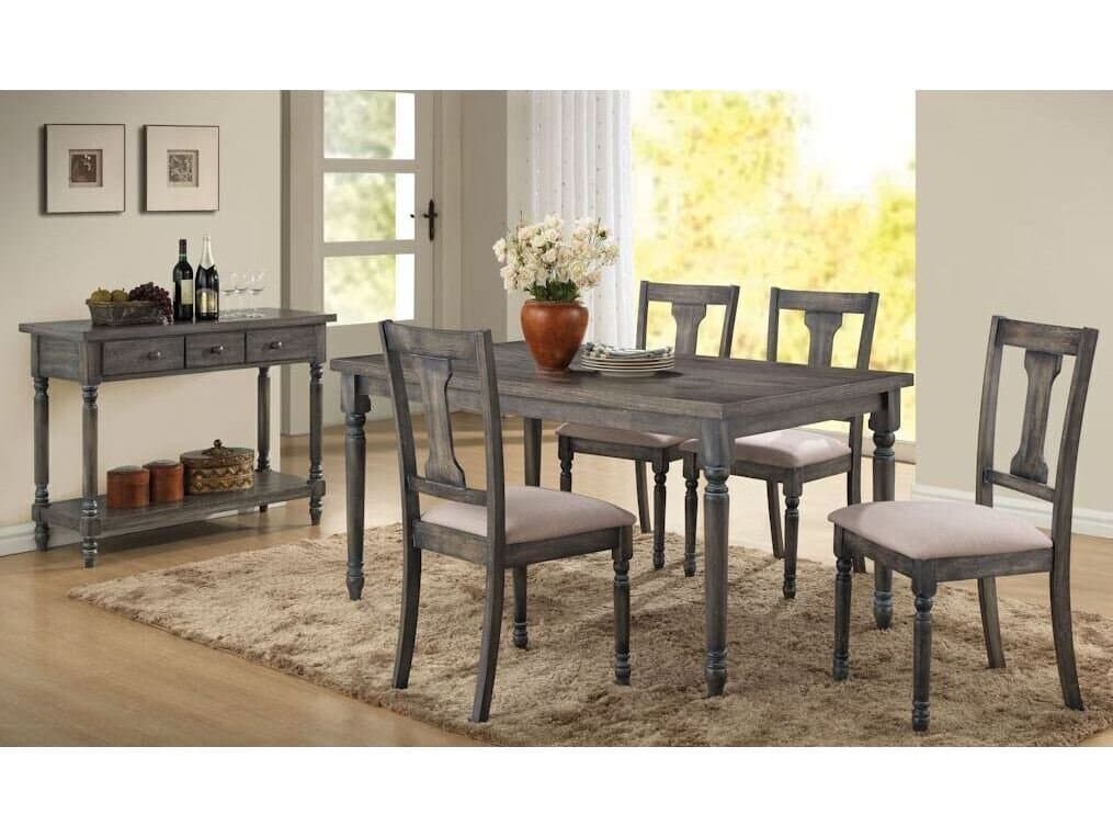 Acme Furniture Wallace Rubberwood Gray Upholstered Armless Dining Chair Set of 2