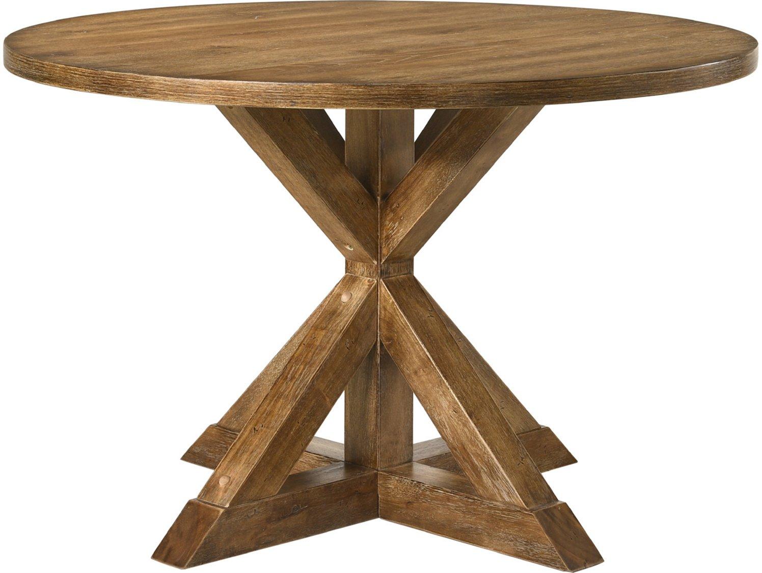 Acme Furniture Wallace Round Wood Weathered Oak Dining Table
