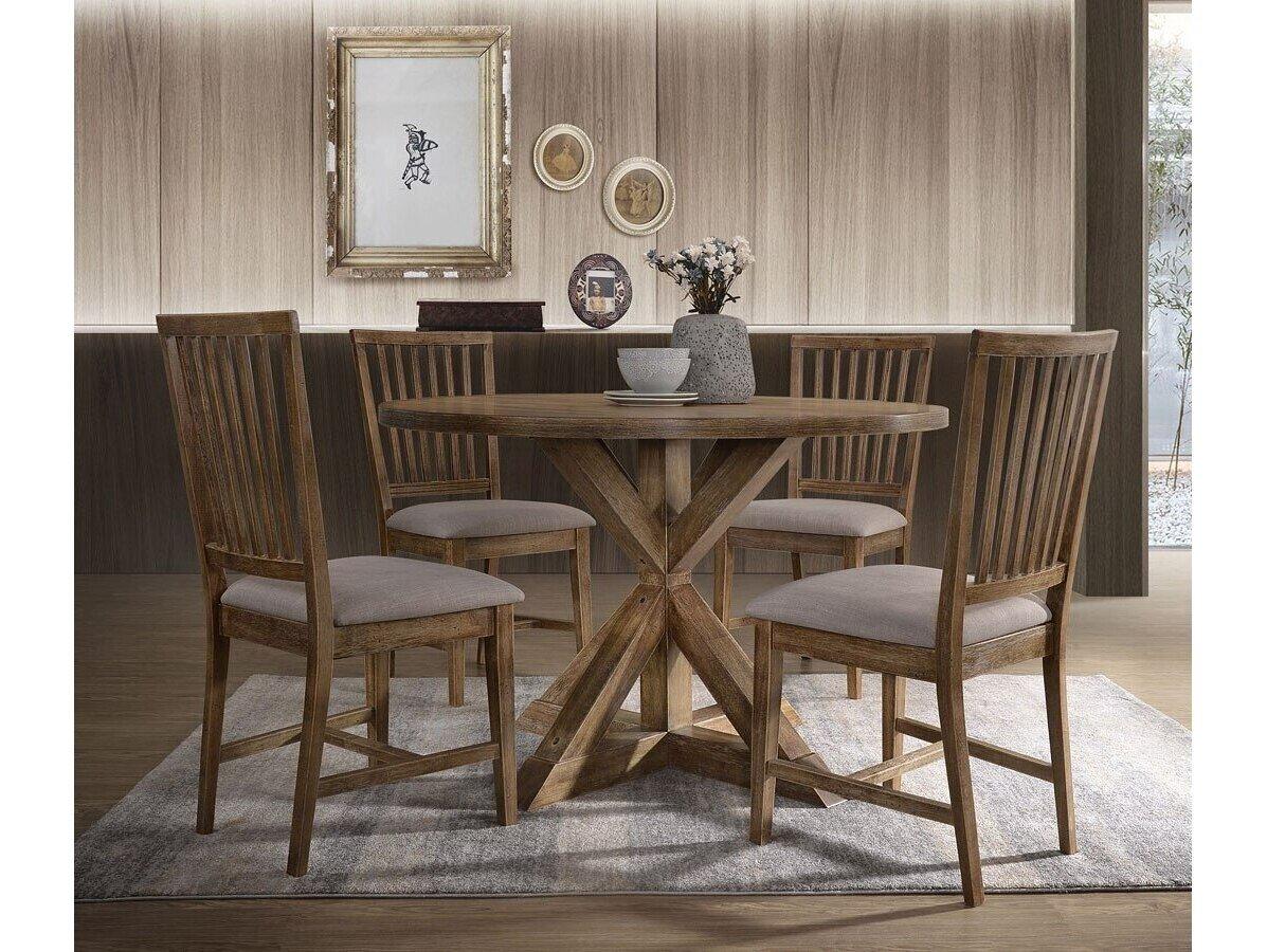 Acme Furniture Wallace Rubberwood Natural Upholstered Armless Dining Chair Set of 2