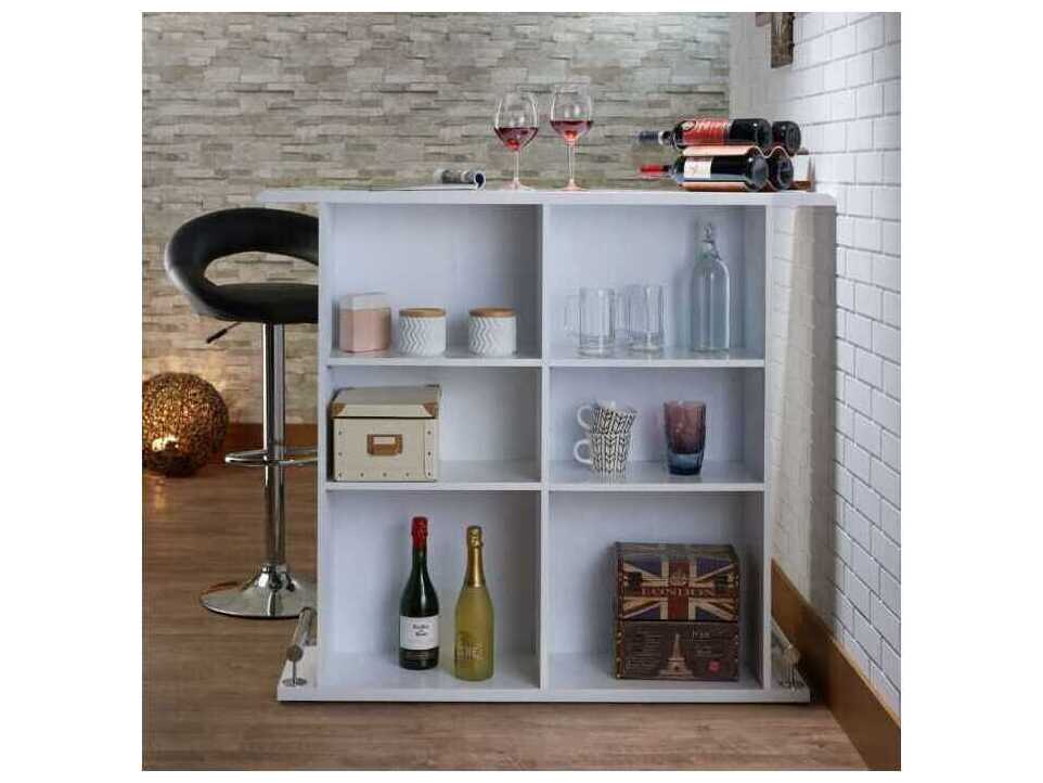 Acme Furniture White High Gloss Rectangular Wood Bar Table