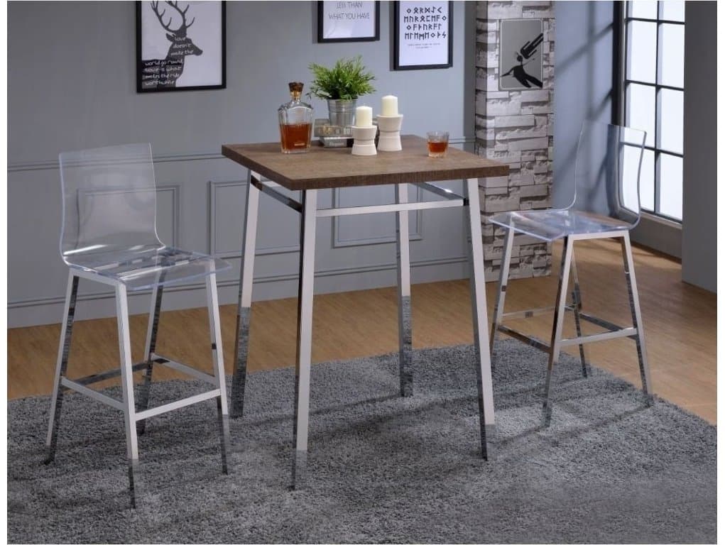 Acme Furniture Nadie Clear Acrylic Chrome Counter Stool