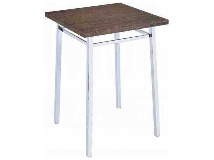 Acme Furniture Nadie Oak Chrome Square Wood Bar Table