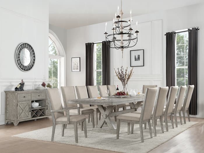 Acme Furniture Rocky Rubberwood Gray Upholstered Armless Dining Chair Set of 2