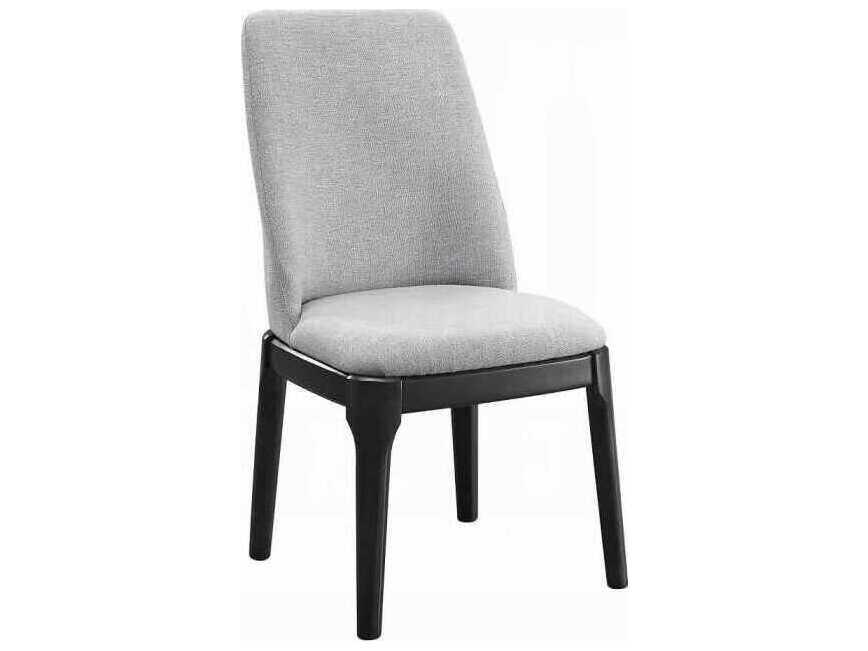 Acme Furniture Madan Oak Wood Gray Upholstered Armless Dining Chair Set of 2