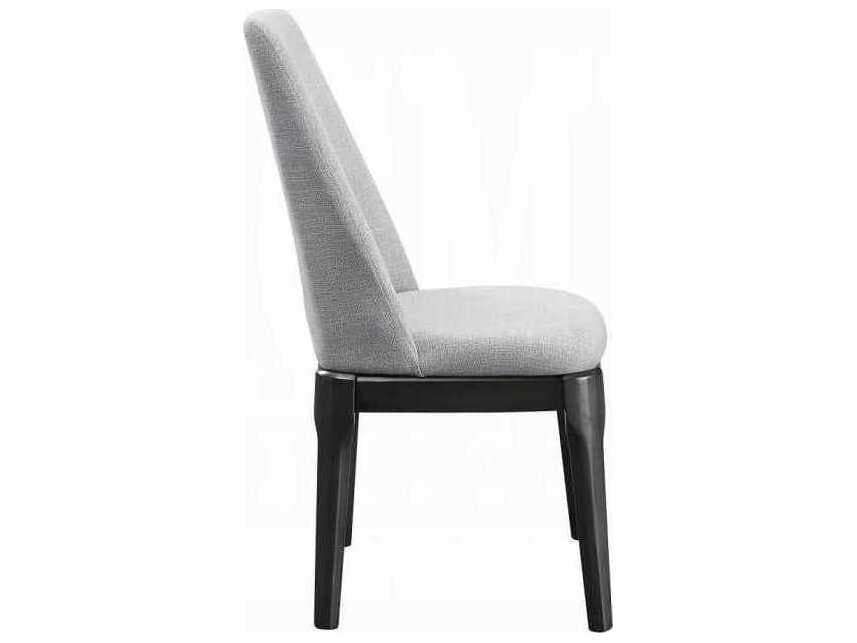 Acme Furniture Madan Oak Wood Gray Upholstered Armless Dining Chair Set of 2