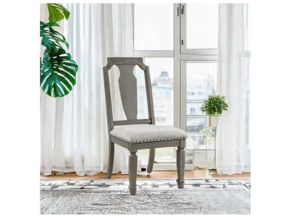 Acme Furniture Plywood Gray Upholstered Armless Dining Chair Set of 2