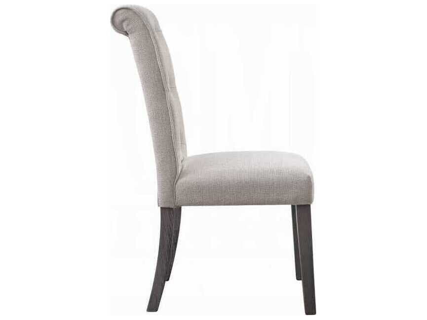 Acme Furniture Beige Upholstered Armless Dining Chair Set of 2