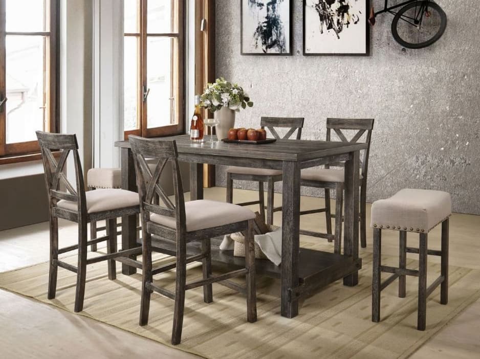 Acme Furniture Marta Rectangular Wood Weathered Gray Dining Table