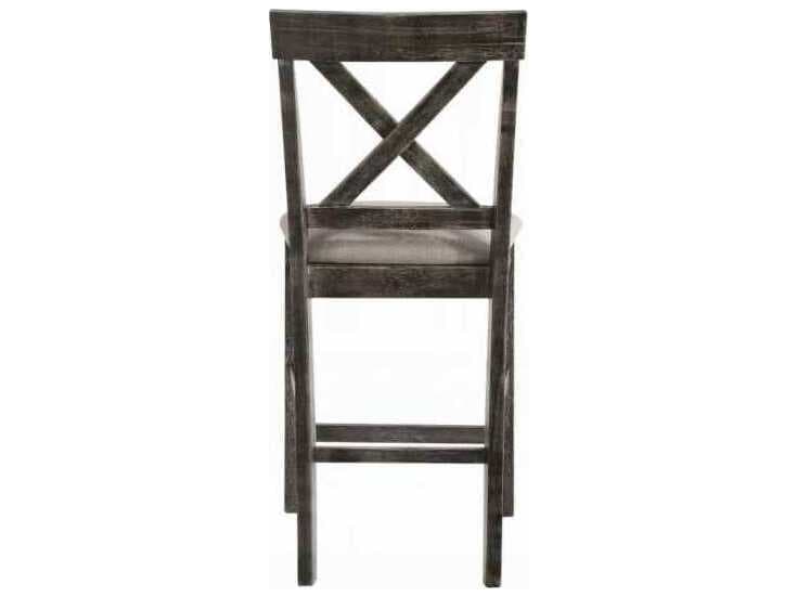 Acme Furniture Marta Tan Linen Weathered Gray Upholstered Rubberwood Counter Stool