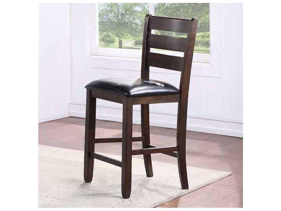 Acme Furniture Urbana Black Synthetic Leather Espresso Faux Rubberwood Counter Stool
